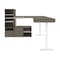 Bestar Bestar Viva 72W L-Shaped Standing Desk with Credenza and Shelving Unit in walnut grey & white 19851-35 - alternate 4